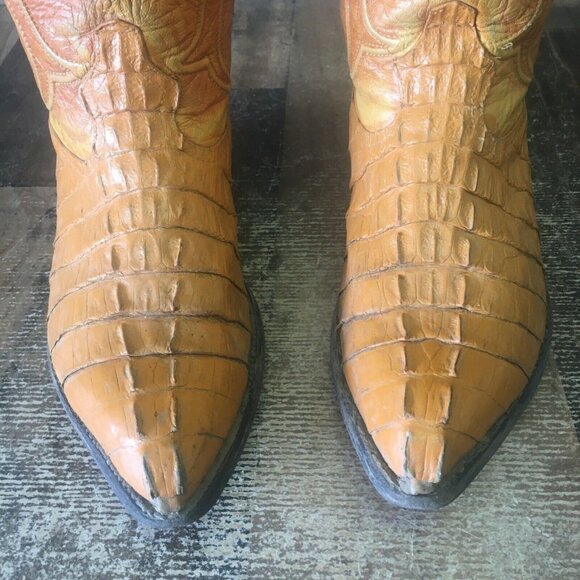 Los Altos Vintage Caiman Tail Western Cowboy Boots Mens 9 EE - Picture 6 of 12